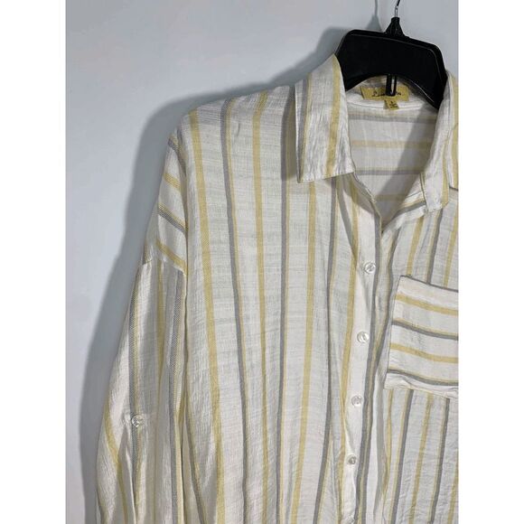 Love Notes Women’s Striped Button Down Long Sleeve Linen Shirt Multicolor Small - Picture 4 of 8